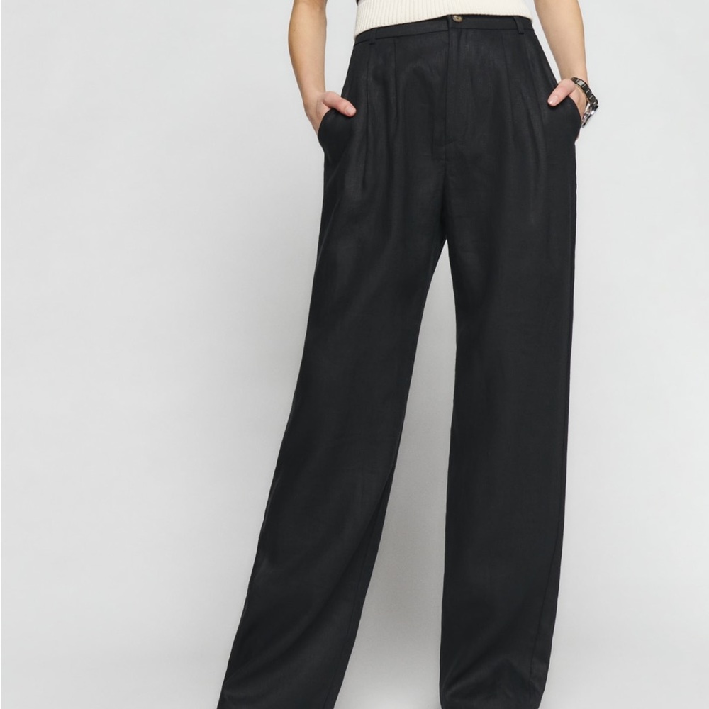 Reformation black linen Mason Pant-size 12petite